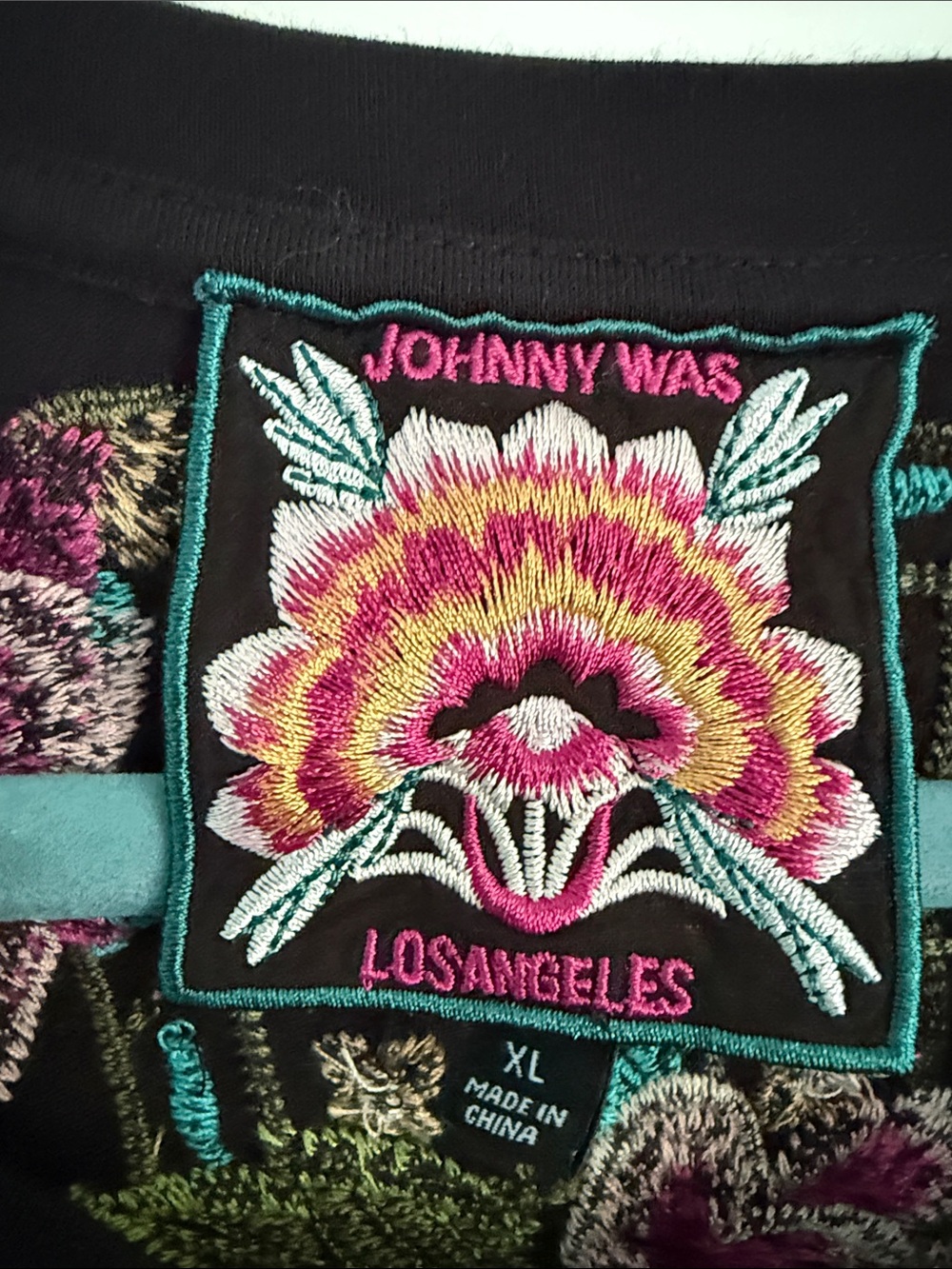 Johnny Was Black Maxi Dress with Multicolor Floral Embroidery - Picture 2 of 12